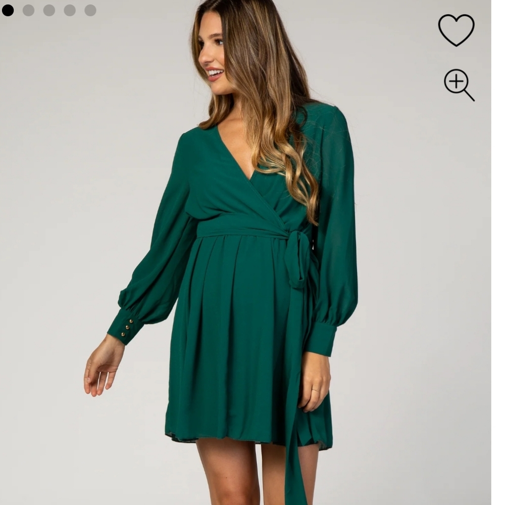 Pinkblush Green Chiffon Maternity Dress Size Small **See Description Details**